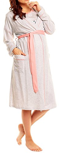 Happy Mama Women's Maternity Nightie Robe Hospital Set Nursing Nightshirt. 385p (Coral, UK 16, XL)