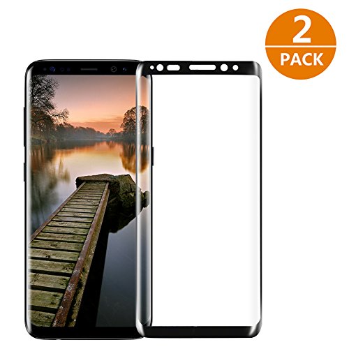 Verre Trempé Samsung Galaxy S8, [2 Pièces] Réllot Protection d'écran de la Surface Courbe en Verre Trempé pour Samsung Galaxy S8, Anti Rayure, Super Résistant et sans Bulles d'air (Noir)