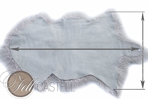 Tibetlammfell Tibet Lammfell Silbergrau 85 x 45 cm Grau mit weißen Spitzen - 5
