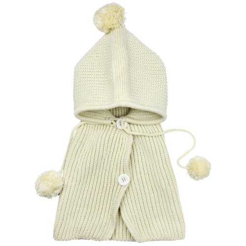 Womdee(TM) Baby Girls Boys Weave Knitting Hat Cape Coat Scarf Set(6-36 Months)-Creamy White With Womdee Accessory