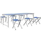 HOMFA 180cm Campingtisch Klapptisch Set mit 6 Klappstühle...