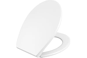 Mass Dynamic White Soft Close Toilet Seat, Quick Release for Easy Cleaning, Top Fixing with Adjustable Hinges, Standard Oval Shape (Oval Star)