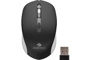 ZEBRONICS ZEB-JAGUAR Wireless Mouse, 2.4GHz with USB Nano Receiver, High Precision Optical Tracking, 4 Buttons, Plug & Play, 