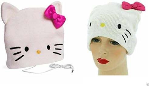 PonZE Hello Kitty Headphone Beanie Cosy Hat With Built In Earphones Girls Branded