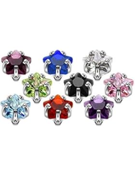 Paula & Fritz® Dermal Anchor Aufsatz Star 3mm in 9 Farben 9er Set SAS33-3-9ER