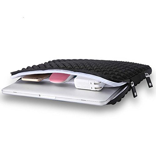 WIWU Diamant Streifen Neopren Laptop Sleeve Schutzh  lle f  r Macbook Air   Pro Retina mit Aufladung Er  ffnung  Schwarz  15 Zoll 
