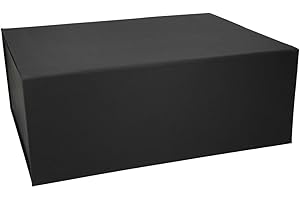IDEAS IN BOXES Premium Geschenkbox mit Deckel, faltbar, Geschenkkarton, Magnetbox, Geschenkverpackung für Weihnachten & Geburtstag, Magnetfaltbox, Schwarz matt Naturpapier, 40x30x15cm