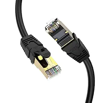 Cat 8 Ethernet Cable,CableCreation Network RJ45 LAN Cable Heavy Duty High Speed 40Gbps 2000Mhz Patch Cord Weatherproof S/FTP UV Resistant for Computer,Router,Gaming,PS3/PS4,Modem,25ft,Balck