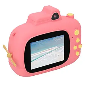 Video Camera, IPS Screen Mini Digital Front/Rear Dual Shot Electronic Gift HD Children Camera 2.4inch with Small Game for Recording Videos(Pink)