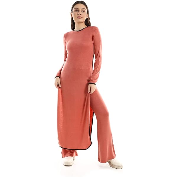 Jamila Women Balloon Long Sleeves Plain Dress With Waist Lace Up ,Havan-M:  Buy Online at Best Price in Egypt