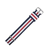 MARBURGER Uhrenarmband 18mm Textil Rot Weiss Blau - Werkzeug Montage Set 9511840000120