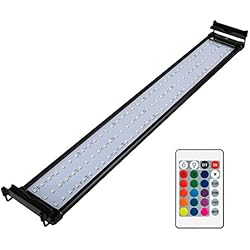 NICREW Luz LED Acuario RGB, Pantalla LED Acuario con Control Remoto, Iluminación LED para Acuarios Plantados Lámpara LED para Peceras 72-92 cm, 18W con Enchufe