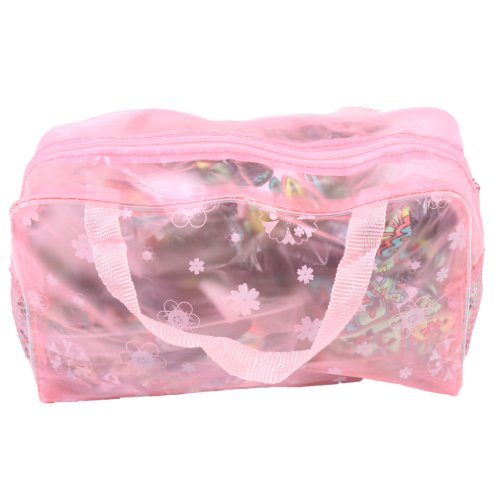 HENGSONG Transparent PVC Makeup Bag Toiletry Travel Wash Cosmetic Bag (Pink)
