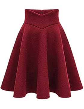 CoutureBridal® Damen Röcke hohe Taille Faltenrock dicken wollenen Winterrock