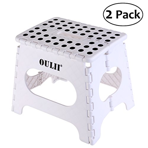 OULII 2 Stück Klapphocker Kunststoff für Kinder und Erwachsene Höhe 27cm, für ein Gewicht von bis zu 120KG