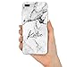 Produktbild TULLUN Personalisiert Grau Schwarz Marmor Brauch Name Initialen Custom Schutzhülle aus Hartplastik Handy Hülle für iPhone - Grauer Marmor Magic Dust - für iPhone 7 Plus / 8 Plus