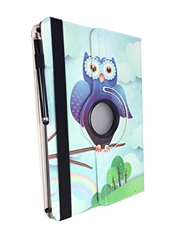 Tablet Tasche für MEDION LIFETAB E10501 (MD 60331) Schutz Hülle Etui Case + Touch Pen – 10.1 Zoll Blau Eulen 360_ - 6