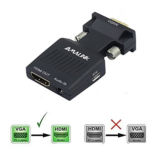 VGA a HDMI Converter-Amalink Stereo R / L Canal 5V1A VGA + Audio a HDMI Adaptador para HDTV