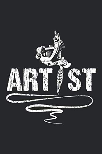 Preisvergleich Produktbild Art: Tattoo Künstler Kursivschrift Tätowierung Pistole Notizbuch liniert DIN A5 - 120 Seiten für Notizen, Zeichnungen, Formeln / Organizer Schreibheft Planer Tagebuch