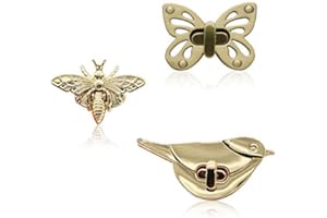 GKONGU 3 Uds Cerraduras Giratorias,Broche de Cerraduras Giratorias Con Forma de Abeja/Pájaro/Mariposa, Para Cierres de Bolsos Hechos a Mano Para Manualidades