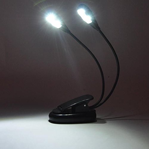 MagiDeal Flexible 2 Dual Arme Clip Auf 4 LED-Licht Klemmlampe Für Tisch Lampe Schwarz Buchlese - 9