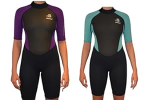 Matai Women's 3mm Neoprene Shortie Wetsuit, Mulberry Color, Back Zip, Perfect for Scuba Diving, Snorkeling, Wild Swimming, Stand Up Paddleboarding, Multisport Wetsuit for Ladies