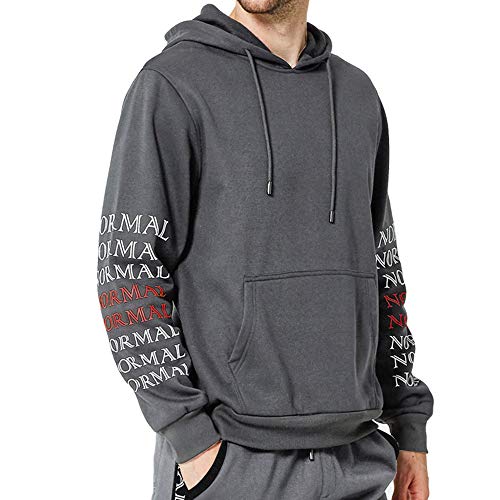 Preisvergleich Produktbild SHINEHUA Herren Basic Kapuzenpullover, Herren Herbst Winter Buchstaben Sweatshirt Top Hosensets Sportanzug Trainingsanzug Sweatjacke Pullover Hoodie Sweatshirt(Grau,L)