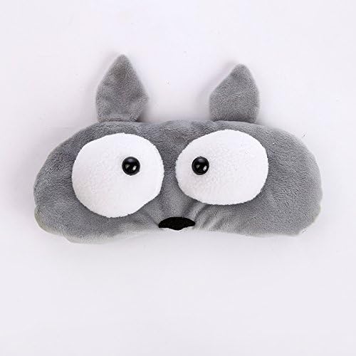 LAKAWE Men and women big eyes plush cartoon sleep travel eye shields breathable blackout cotton eye shields ice bag ice, gray wolf