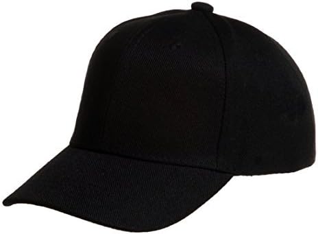 Classic Plain Baseball Cap Hat Velcro Adjustable Various Color Available -  Black -