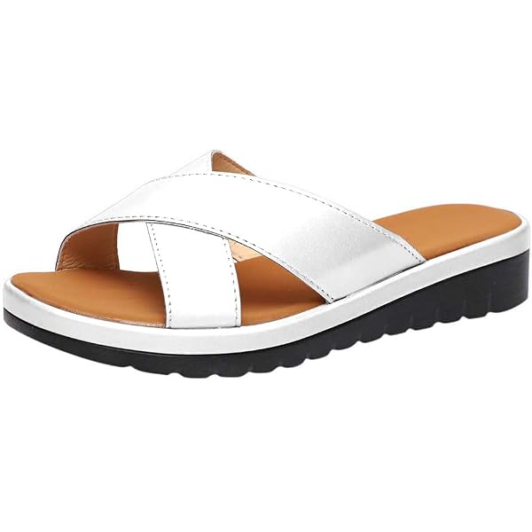 Hitmars Sandales Orthopediques Femme - Mules Compensées Été Confort Chaussons Plage Argent Taille 41