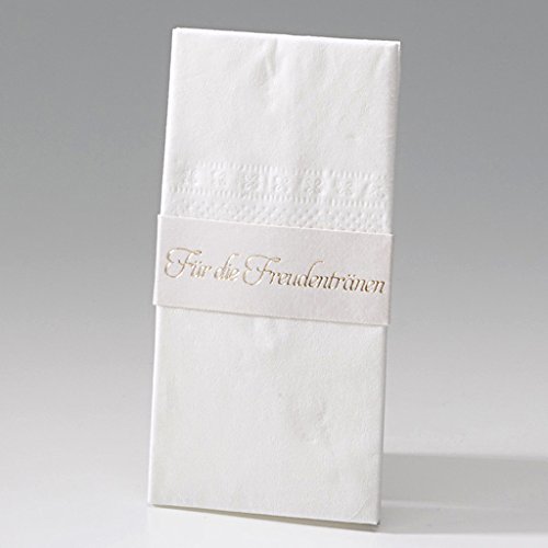 Taschentuchhalter "Lisbeth" 8 Stück - Schimmernder Taschentuchhalter mit Schriftprägung "Für die Freudentränen" in Gold zur Hochzeit