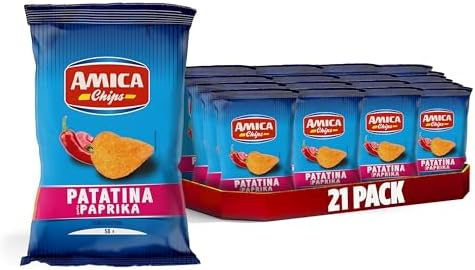 AMICA Chips | La Patatina Gusto Paprika, Snack Senza Glutine, Con Olio di Semi di Girasole, Aroma Naturale, 21 Pezzi x 50 gr