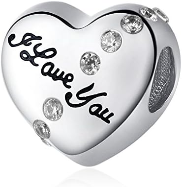 Nana Gifts for Birthday Jewellery I Love You NaNa 925 Sterling Silver Charms Heart Shaped Synthetic April Birthstone Clear Cubic Zirconia Charm Fits Bracelets Necklaces