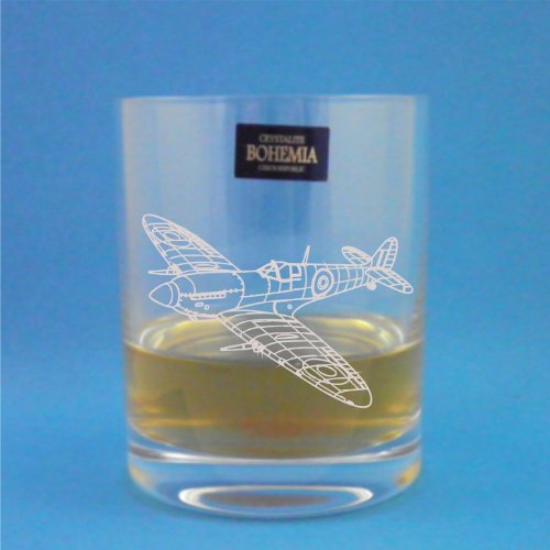 Bohemia Crystal Whisky Tumbler With Spitfire Design Presented In Gift Box