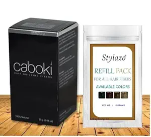 Stylazo Caboki Hair Building Fiber/Hair Volumizer Fiber, Black Color (25g) with 15g Pouch(Black Color) Hair Loss concealer Soft Hair Volumizer Powder (40 g)