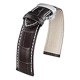 FERZA Home Lederarmband Echte Uhr Lederband Schnellverschluss Faltschließe von hoher Qualität (Color : Dark Brown White, Size : 13mm)
