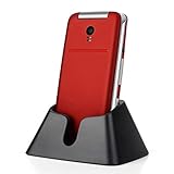 Artfone Big Button Mobile Phone For Elderly - Unlocked Senior Flip Mobile Phone, SOS Mobile Phone, Senior Mobile Phone with Charging Dock(Red)
