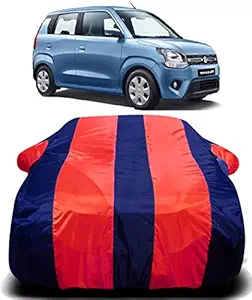 DRIZE Wagon R 2019 Stripes Body Cover Waterproof with Triple Stitched Fully Elastic Ultra Surface Body Protection (Red).