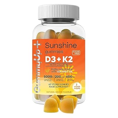 Vitamin D Gummies With K2 And Calcium, High Strength Sunshine Gummies, 2 Months Supply, Natural Orange Flavoured Sugar Free Vegetarian Gummies