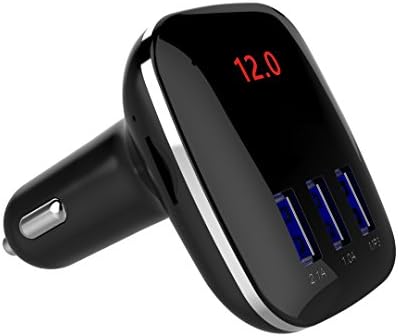 Portable Wireless In-Car Bluetooth FM transmitter USB Car Charger,with dual usb 2.1a &amp;1.0a TF Card Reader Voltage Display Hands-Free Calling,for Smartphones,iPad,iPhone.