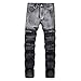 Produktbild Luckycat Herren Slim Jeans Denim Falten waschen Arbeit ausgefranste Hosen Zipper Basic Hosen Mode 2018