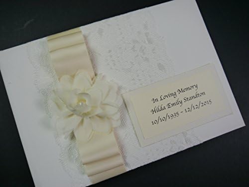 Book of Condolence, Memory Book, Memorial, Guest Book, Wake, Celebration Of Life, Beautiful Ivory Lace and Flower