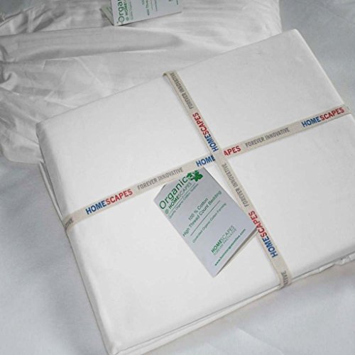 Homescapes King Size White Organic Cotton Duvet Cover Set Plain Dyed Percale 400 Thread Count with 100% Cotton Pillowcases Included