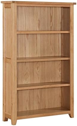 Classic Chunky Solid Oak With Oak Veneer Bookcase With 3 Removable Shelves, Fully Assembled Display Unit, 985W x 315D x 1564H, Office / Living Room Furniture, Brown