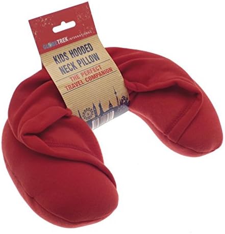 Globetrek Kid's Hooded Travel Neck Pillow, Red