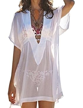 Copricostume - donna hibote Copricostume da Bagno Donna Scollato V Abito da Spiaggia Mare Pareo Beachwear Allentato