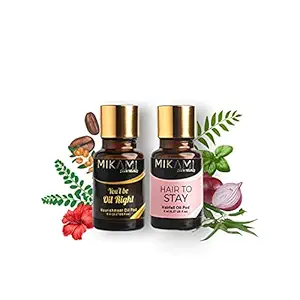 MIKAMI ; yours naturally Shine Up | Set of 8 Hair Oil Pods (4 Bottles Anti Hair Fall Oil & 4 Bottles Hair Nourishment Oil, 8ml Each)