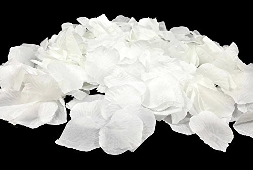 500 weiße Rosenblätter, Stoff, reinweiß – Hochzeitsdeko, Taufe, Kommunion, Konfirmation, Valentinstag, Heiratsantrag, Streudeko, Romantisch, Basteln, weiss, künstliche Blütenblätter - 3