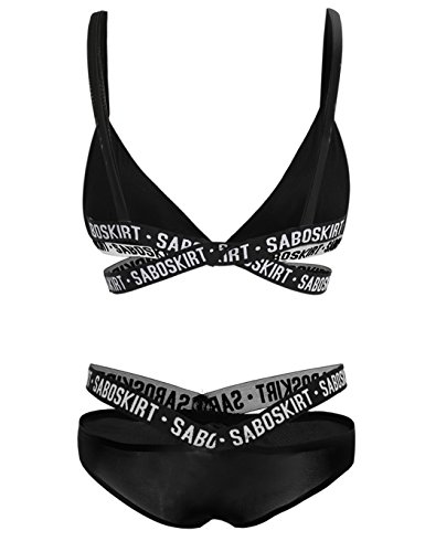 CRAVOG Sexy Frauen Bikini Set Push up Verband Modelle Buchstabe aufgeteilter Badeanzug - 3
