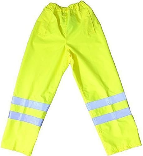 Hi Viz Yellow Over Trousers Waterproof Pants Reflective Tape Work Elasticated Waist High Vis Safety Workwear Security Road Works Hi Vis Fluorescent Flashing EN471